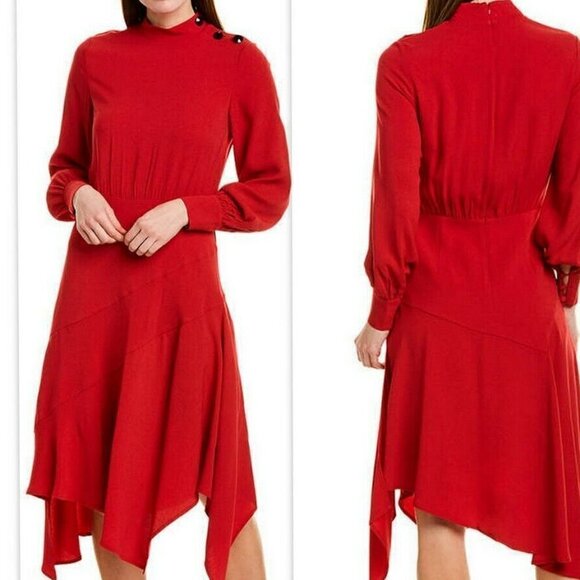 NWT Teri Jon Mock neck Asymmetric Hem Crepe Dress Size 18 - Picture 1 of 7
